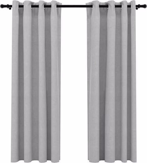 Berkfield Home Linen-Look Blackout Curtains with Eyelets, 2 Pack, Grey, W: 140 cm, H: 175 cm – 1