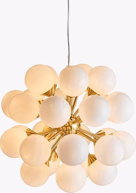 Perch & Parrow Mabel Large Mid-Century Sphere Ceiling Pendant Light in Gold and White