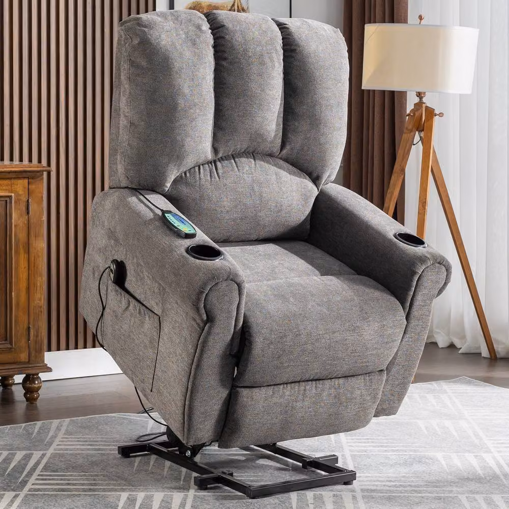 Matteo Grey Fabric Electric Lift Senior Recliner Chair with Stand Assist and Armrests – 5