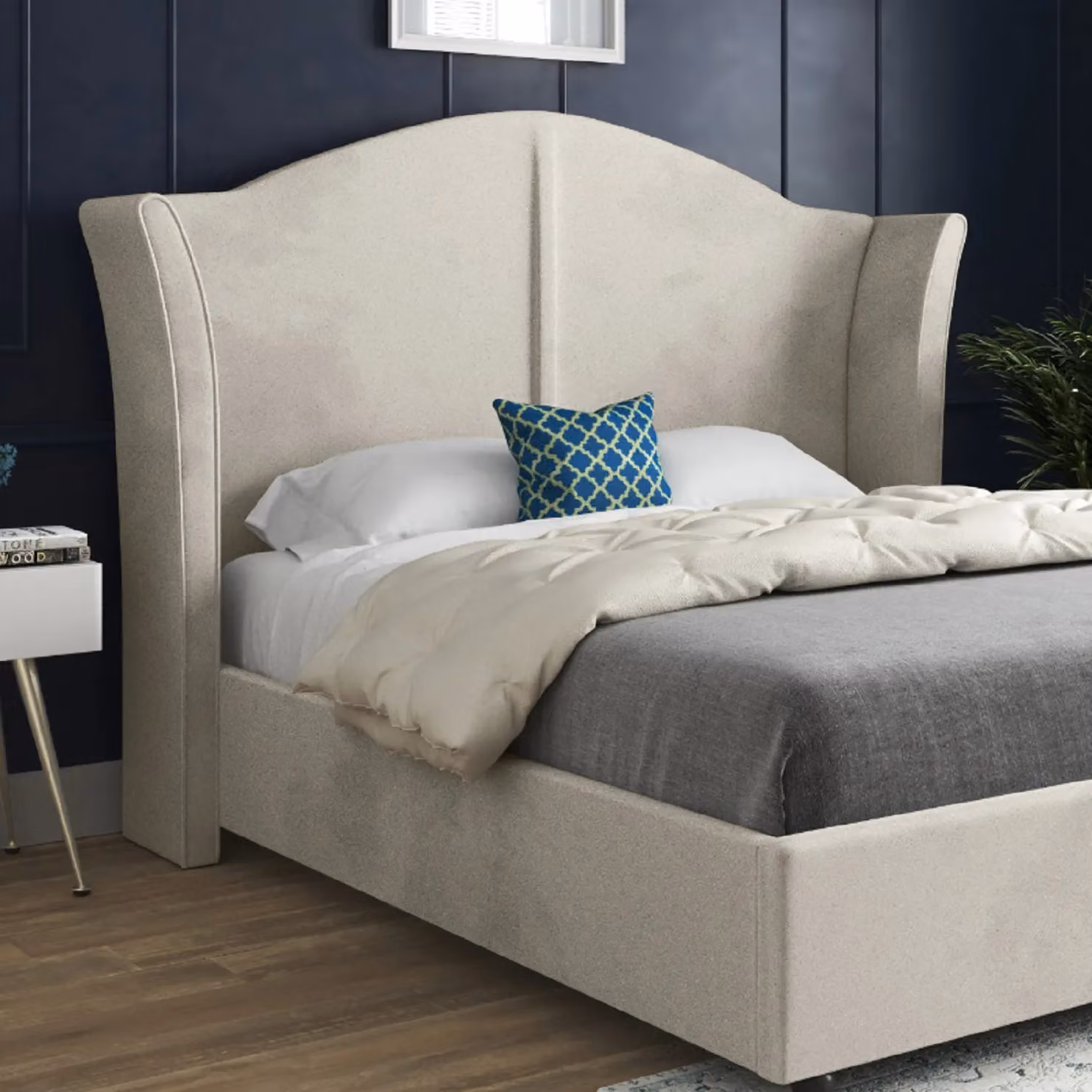 KDMD Zampa Single Upholstered Velvet Bed Frame in Cream – 2