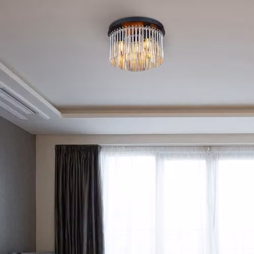 Netlighting Gorley Modern Ceiling Light in Black and Chrome with Smoke Glass Shade, Diameter: 32 cm – 4
