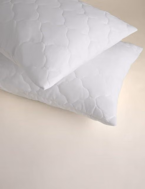 Sleep Solutions 2 Pack Quilted Waterproof Pillow Protectors in White