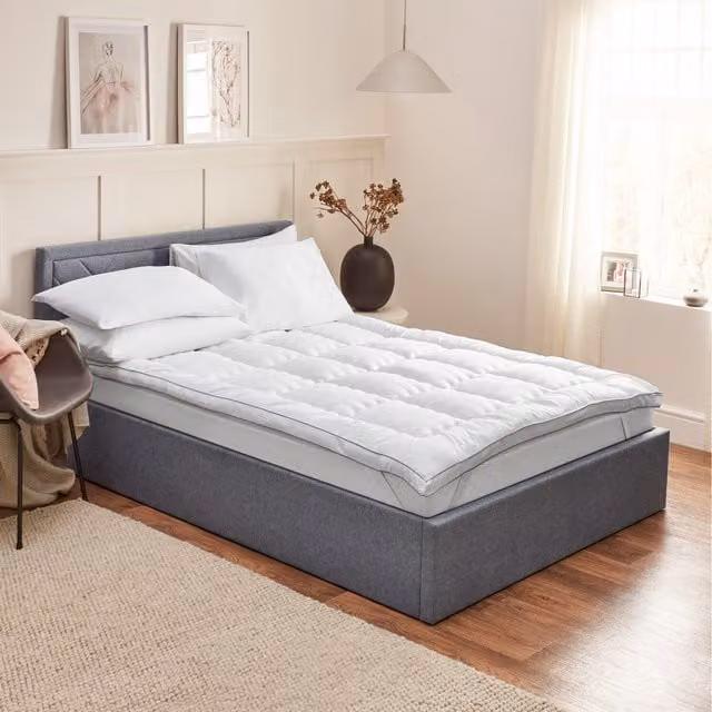 Home Treats Thick Quilted Mattress Topper, White, Double