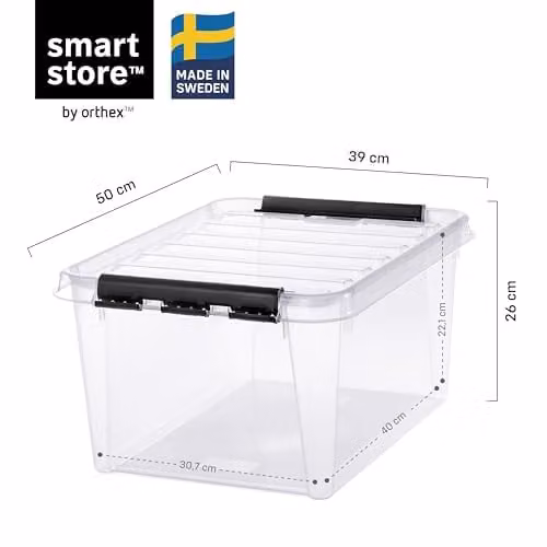 SmartStore Storage Boxes Bonus Pack, 3x 31L and 2x 52L, Clear, Clip Locked, Stackable and Nestable, BPA Free, L50 x W39 x H41cm – 1