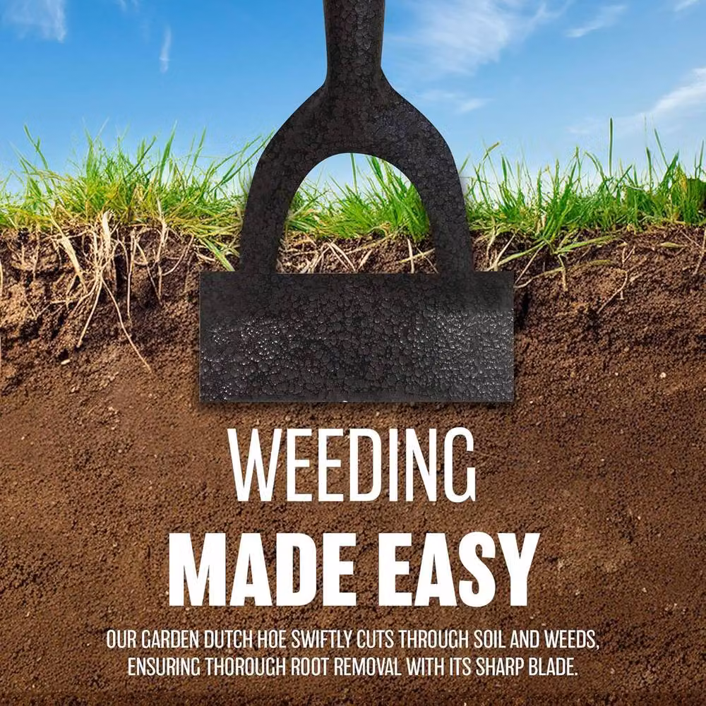 BARGAINS-GALORE 2 Piece Green Garden Lawn Rake and Dutch Hoe Set with Stainless Steel Tines – 2