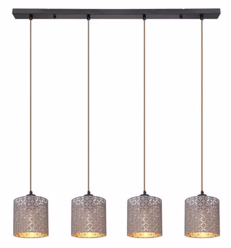 Globo Lighting Cindy Bar Pendant Ceiling Light in Black and Grey with 4x E27 Sockets – 1