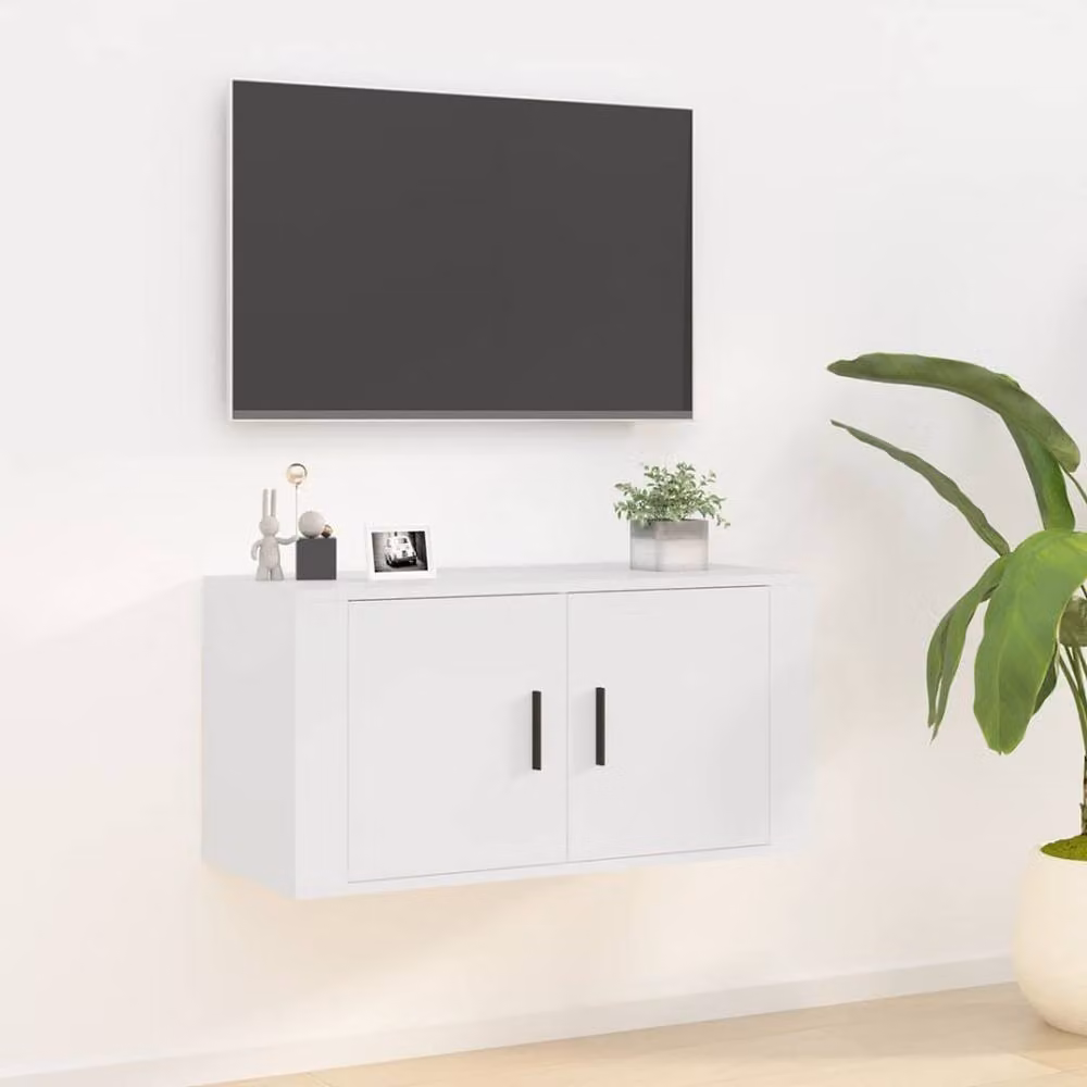 Berkfield Home Wall Mounted TV Cabinet in White, W: 80 cm, D: 34.5 cm, H: 40 cm