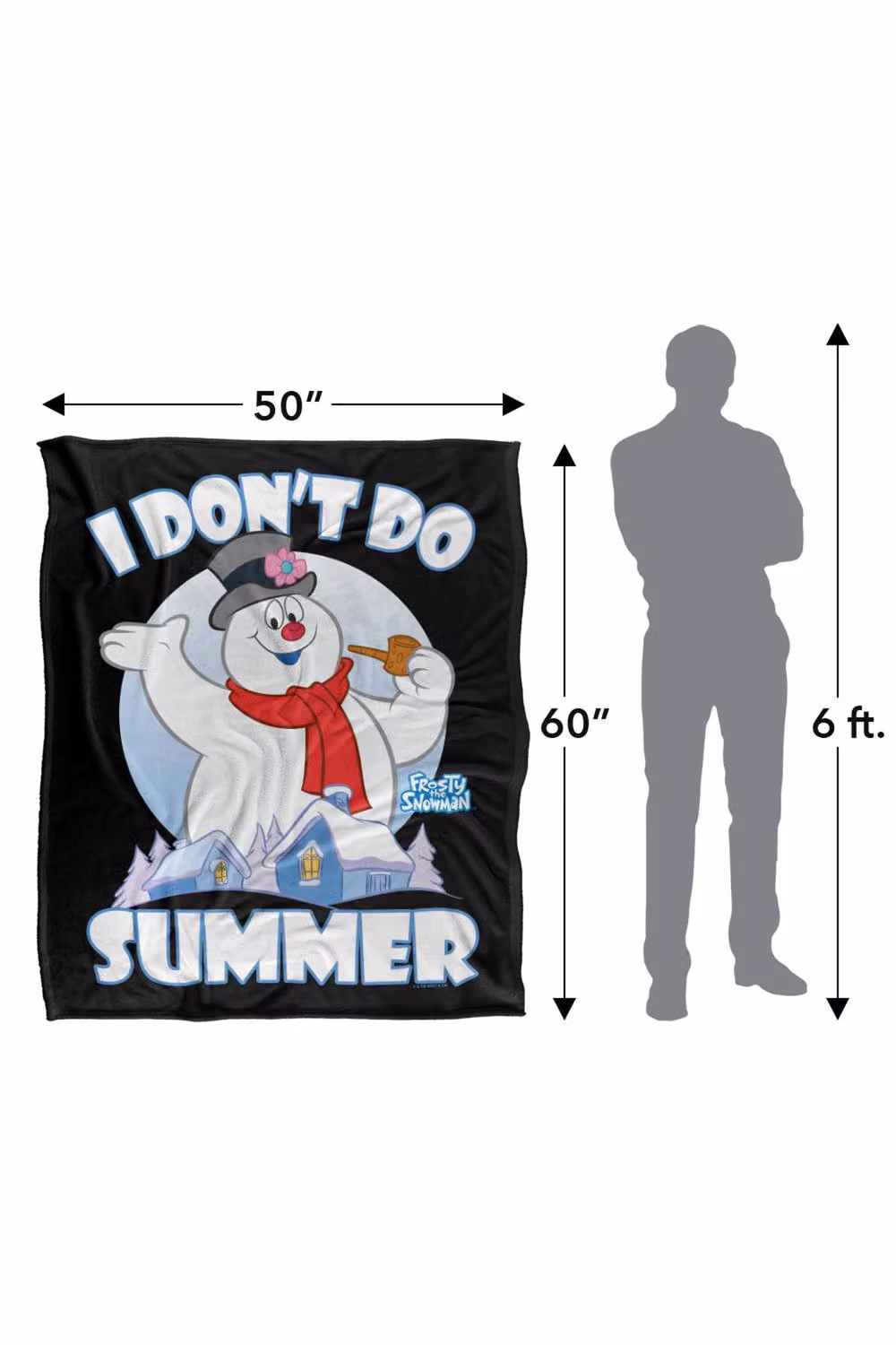 Warner Bros. Frosty The Snowman I Don't Do Summer Silky Touch Super Soft Multicolour Polyester Throw Blanket, Large – 3