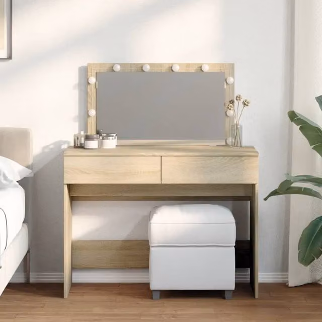 Berkfield Home Modern Sonoma Oak Dressing Table with LED in Brown, W/D/H: 100 x 40 x 120 cm – 1