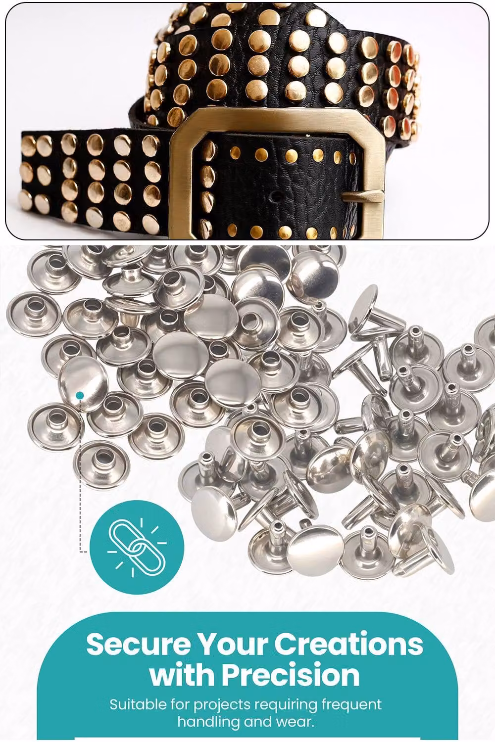 Neel Blue Silver Double Cap Rivets, 100pcs Tubular Metal Studs, 5mm – 2