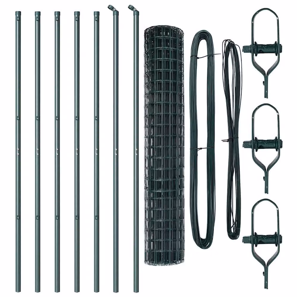 Berkfield Home Green Euro Fence with 7 Posts, Galvanised Steel, 1.6 x 10 m – 3