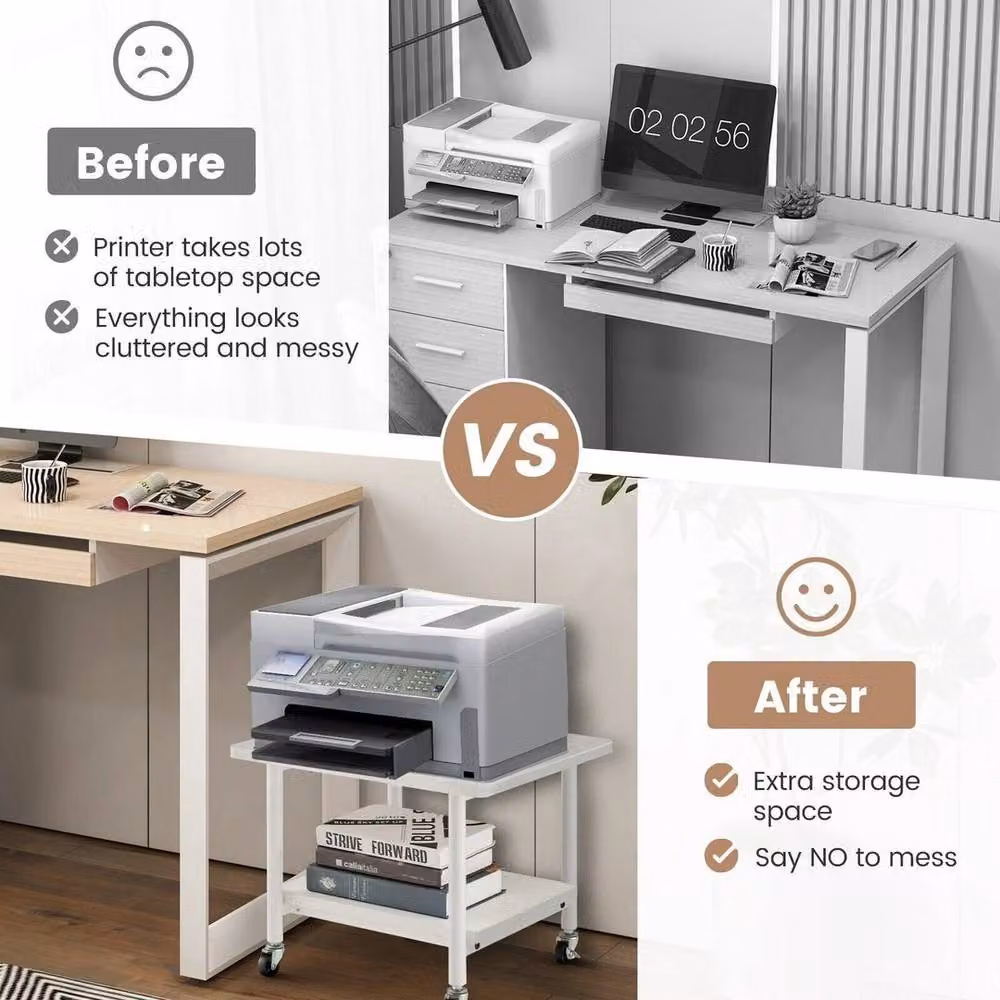 Kelvenix White Metal Under Desk Printer Stand – 3