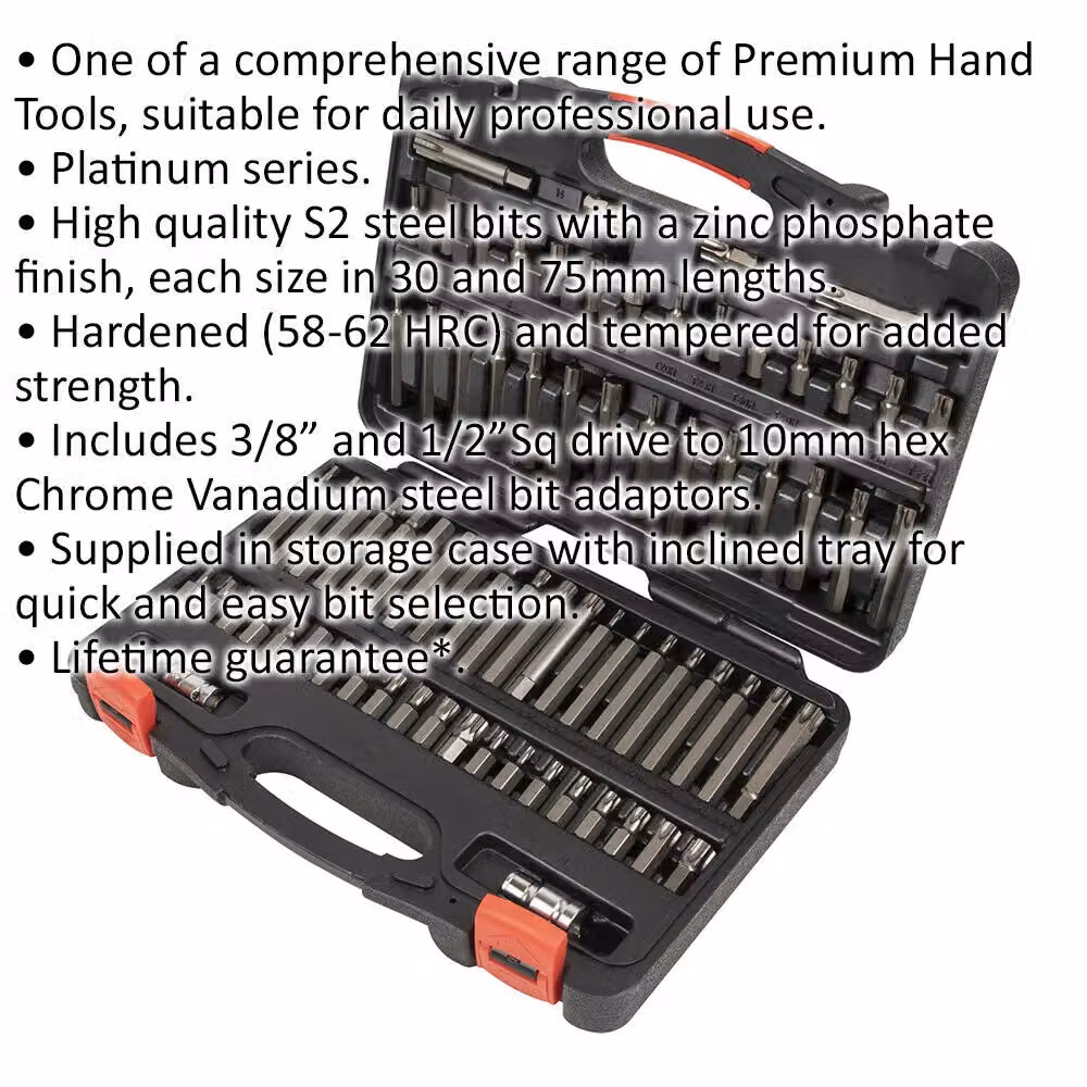 Loops 74pc TRX-Star Socket Bit Set with Security, Hex, Spline and Ribe Bits in Chrome Vanadium Steel, 3/8" and 1/2" Sq Drive, Multicolour – 2