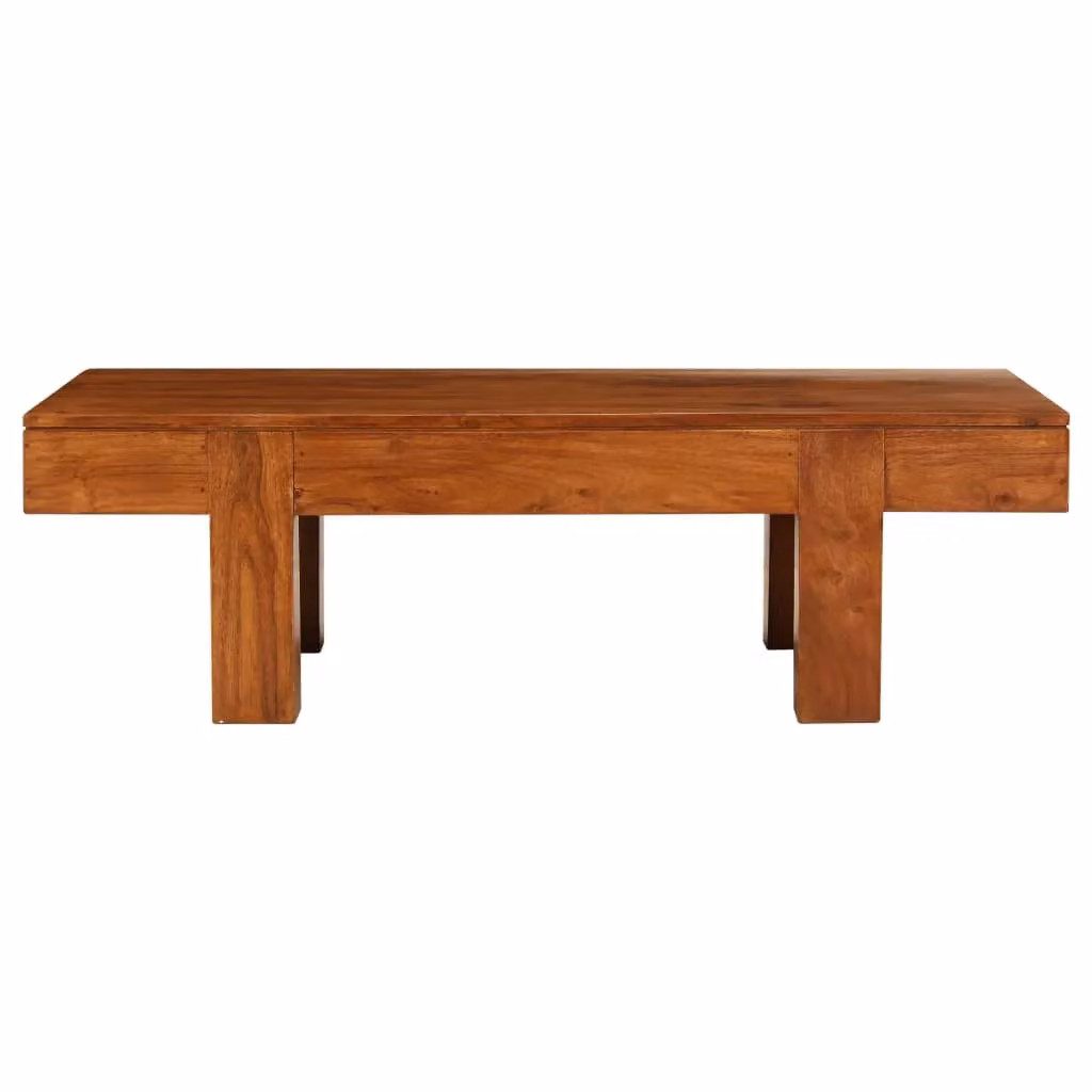 Berkfield Home Rectangular Solid Acacia Wood Coffee Table in Brown Honey Finish, W/D/H: 100 x 50 x 30 cm – 2
