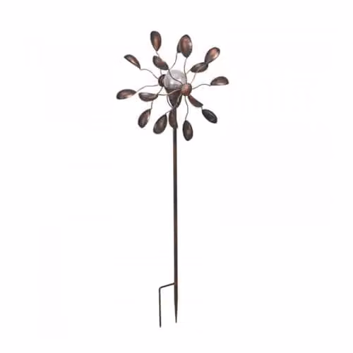 mysmartbuy Gemini Wind Spinner with Solar Powered Crackle Globe in Bronze and Copper, H 130 cm – 3