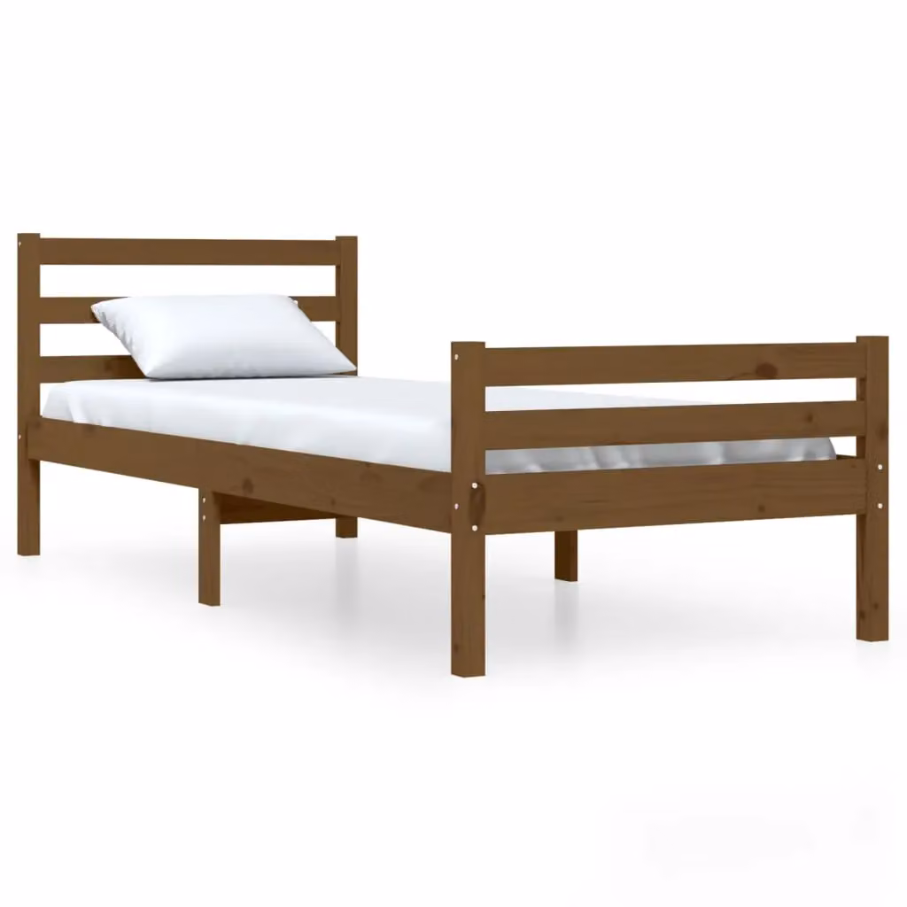 Berkfield Home Small Single Solid Wood Pine Bed Frame, Honey Brown, W: 75 cm, L: 190 cm – 2