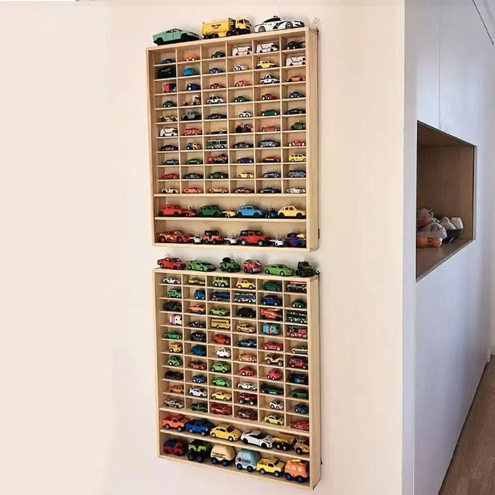 FLAVORA 60 Grid Wooden Car Display Shelf in Natural, W/D/H: 52 x 35.6 x 3.5 cm – 4