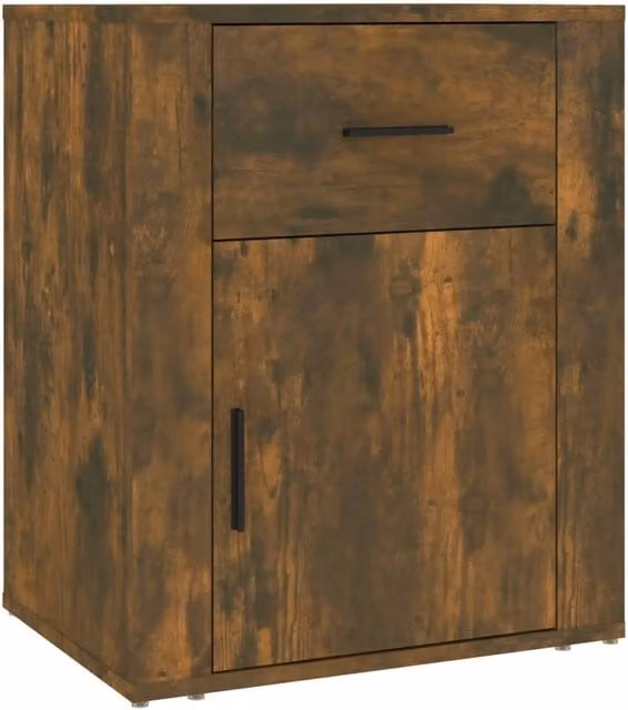 Berkfield Home Bedside Cabinet in Smoked Oak Brown, W/D/H: 50 x 36 x 60 cm