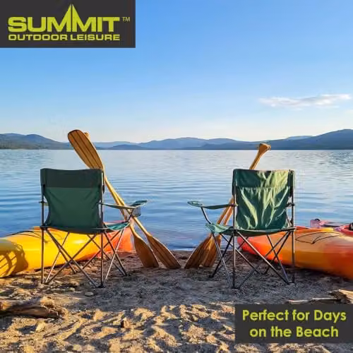 VFM e-Store Folding Camping Chair with Cup Holder and Carry Bag, Green, H 81 cm x W 51 cm x D 51 cm – 6
