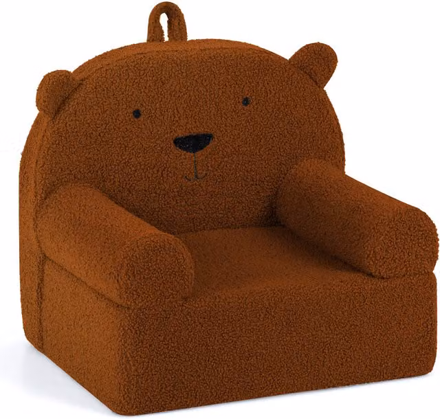 Costway Kids Bear Foam Toddler Couch in Brown Fleece