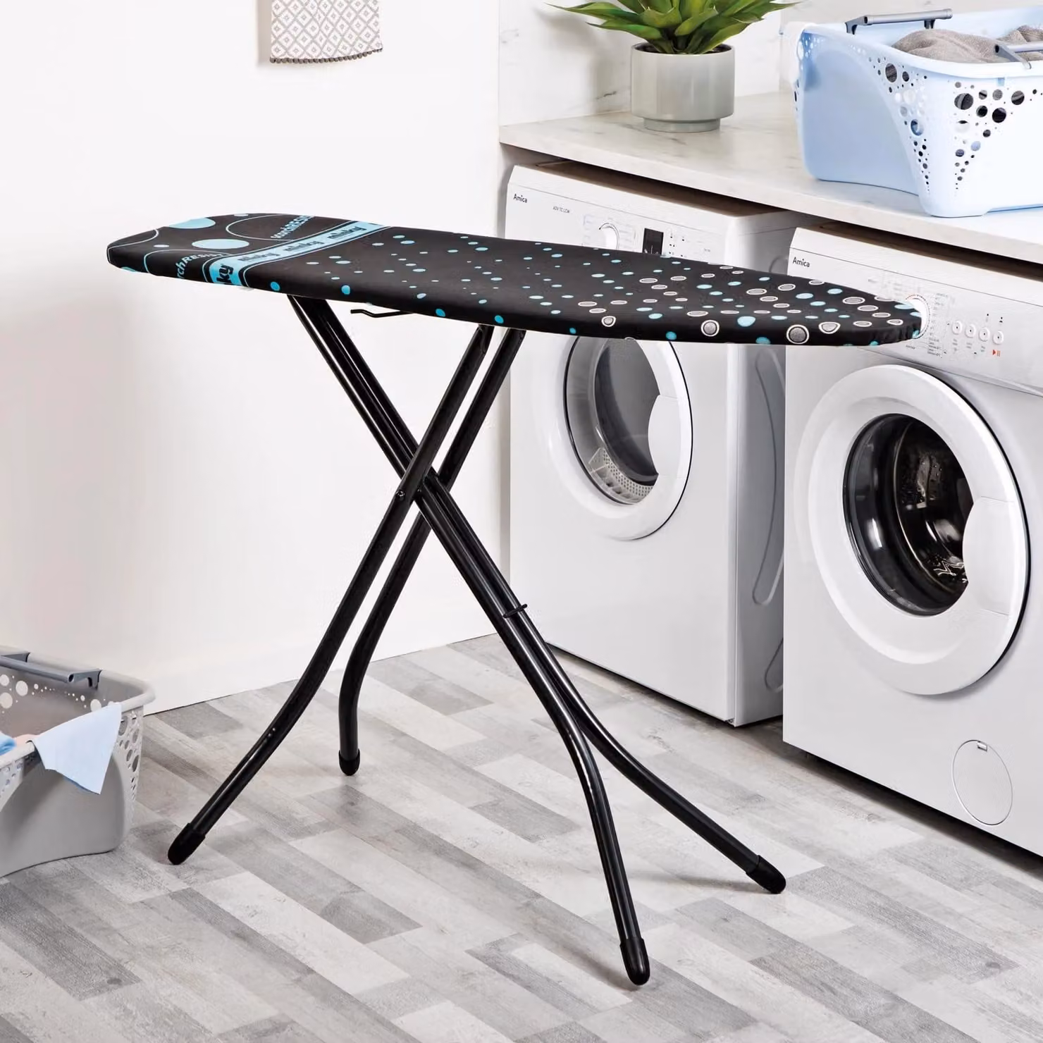 Minky Hot Spot Scorch Resistant Ironing Board with Iron Rest in Blue and Silver – 2