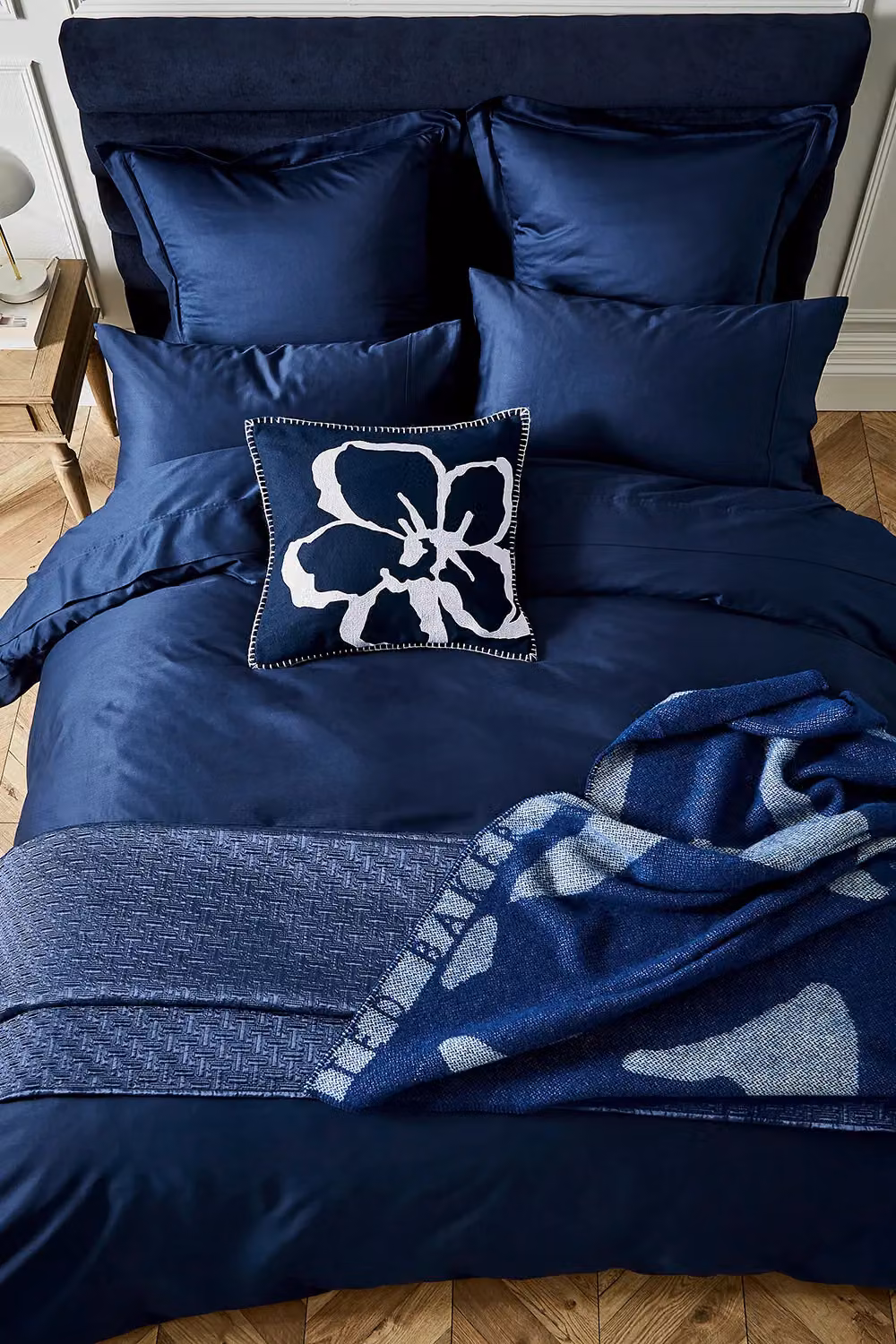 Ted Baker 250 Thread Count Mako Satin Cotton Single Fitted Sheet in Blue, W: 90 cm, L: 200 cm – 3