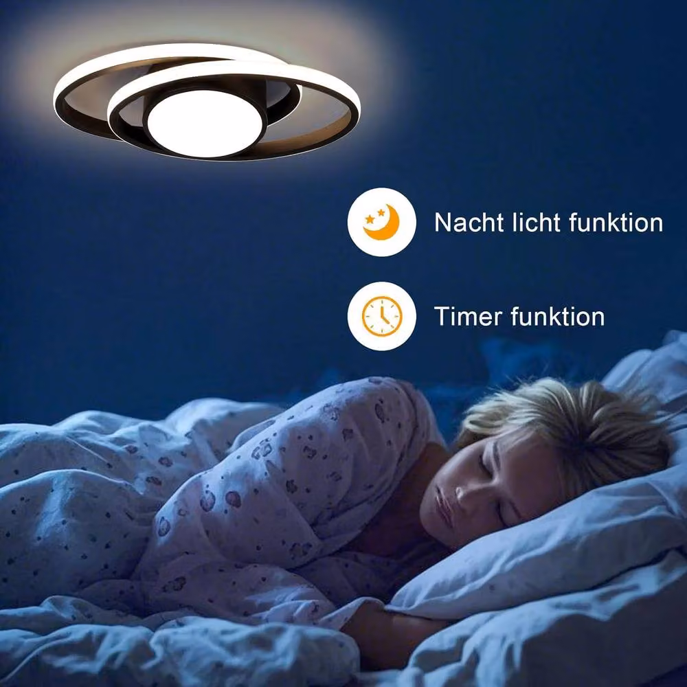 Goeco Modern Round LED Ceiling Light, Black, 39W, Dimmable with Remote Control – 4