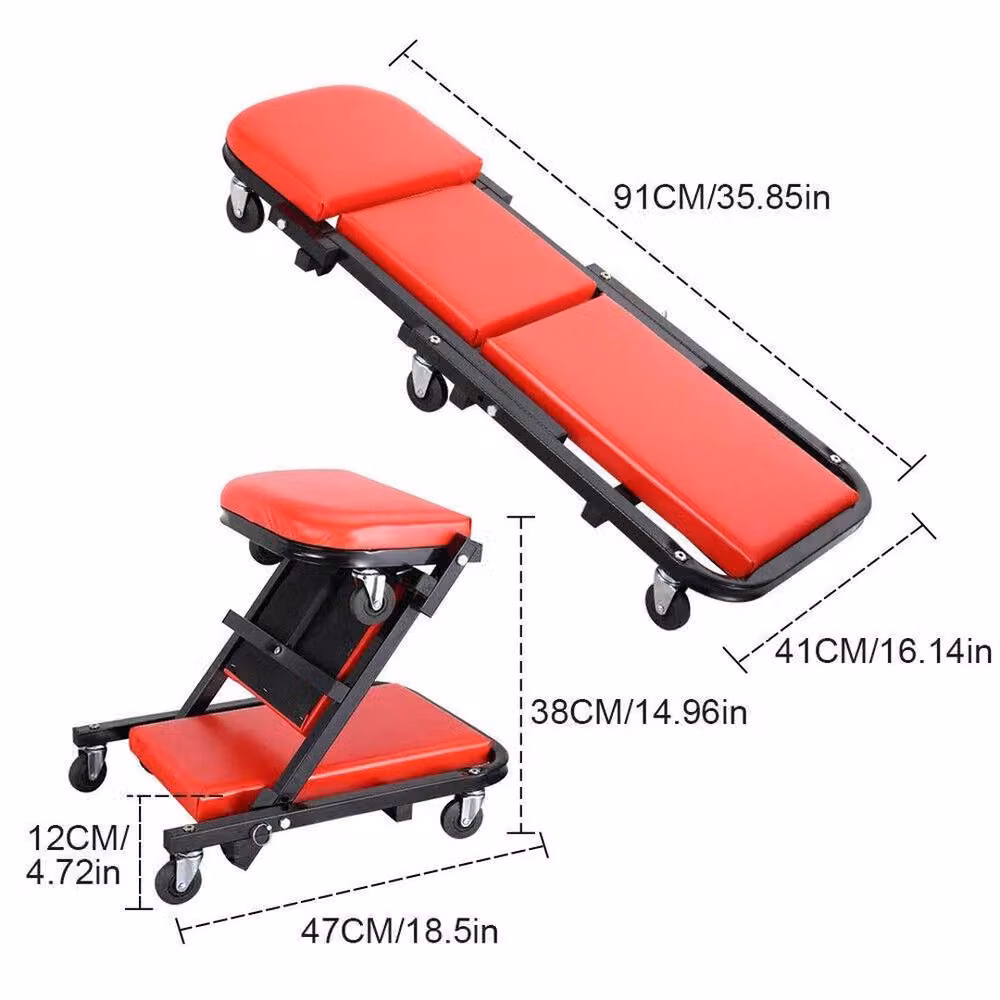 Kelvenix 2-in-1 Mobile Folding Rolling Padded Trolley in Red – 2