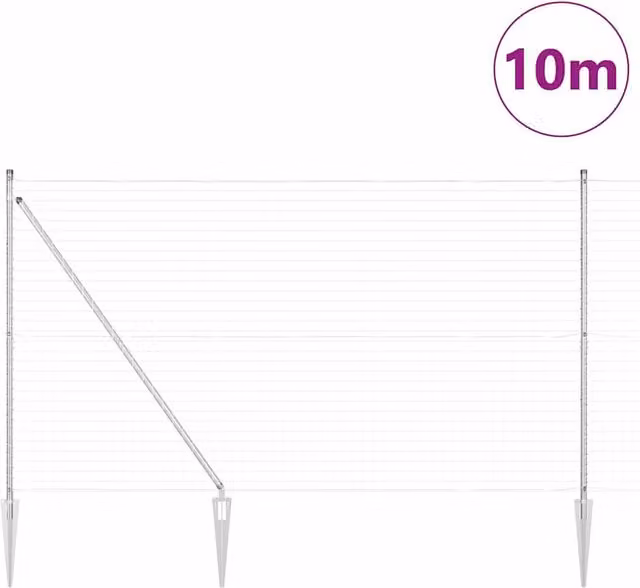 Berkfield Home Modern Euro Fence with 7 Spike Posts, Galvanised Steel, Silver, W: 10 m, H: 1.6 m