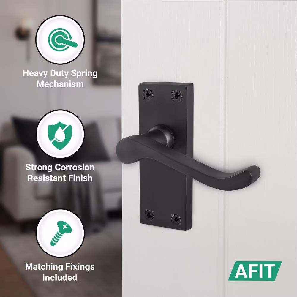 AFIT Matt Black Scroll Handle Latch Hinges Set, 4 Pairs, W/D/H: 15 x 15 x 6.4 cm – 3