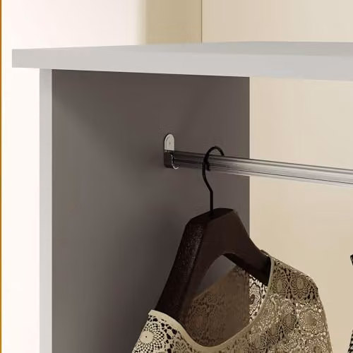 HOMCOM Rolling Open Wardrobe with Clothes Rail and Storage Shelves, Grey, W: 80 cm, D: 40 cm, H: 128 cm – 5