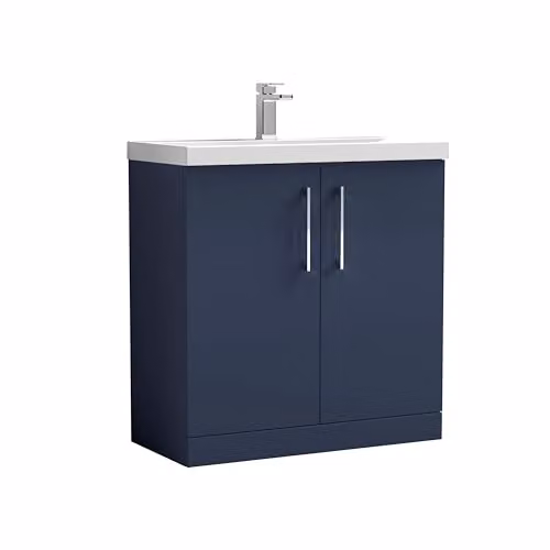 Balterley Modern Floor Standing 2-Door Bathroom Vanity Unit with Mid-Edge Ceramic Basin, Blue, W/D/H: 81.0 x 39.0 x 84.0 cm – 5