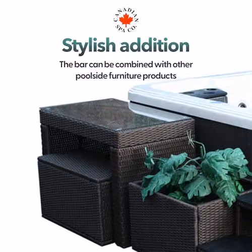 Canadian Spa Co. Hot Tub Bar with Stool in Brown Wicker with Rustproof Aluminium Frame – 4