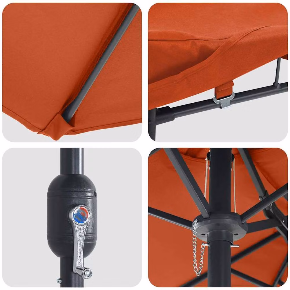 Berkfield Home Modern Folding Garden Parasol in Terracotta Fabric, W/D/H: 385 x 209 x 244 cm – 4