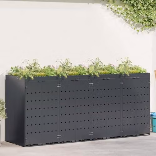 vidaXL Wheelie Bin Storage for 4 Bins, Anthracite, W: 272 cm, D: 77.5 cm, H: 121.5 cm – 2
