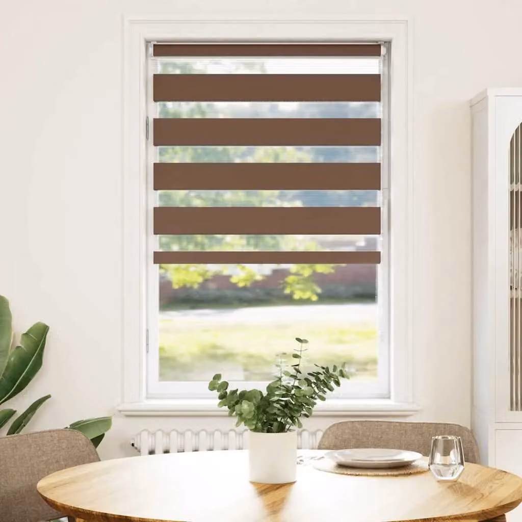 Berkfield Home Brown Zebra Blind with Polyester Fabric, W: 90 cm, H: 100 cm – 2