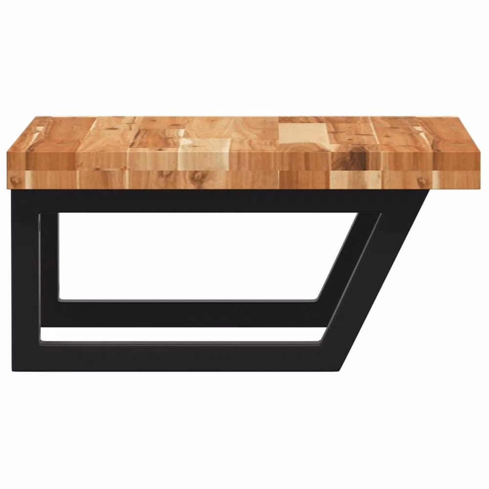 Berkfield Home Wall Mounted Basin Shelf in Brown Steel and Solid Acacia Wood – 2