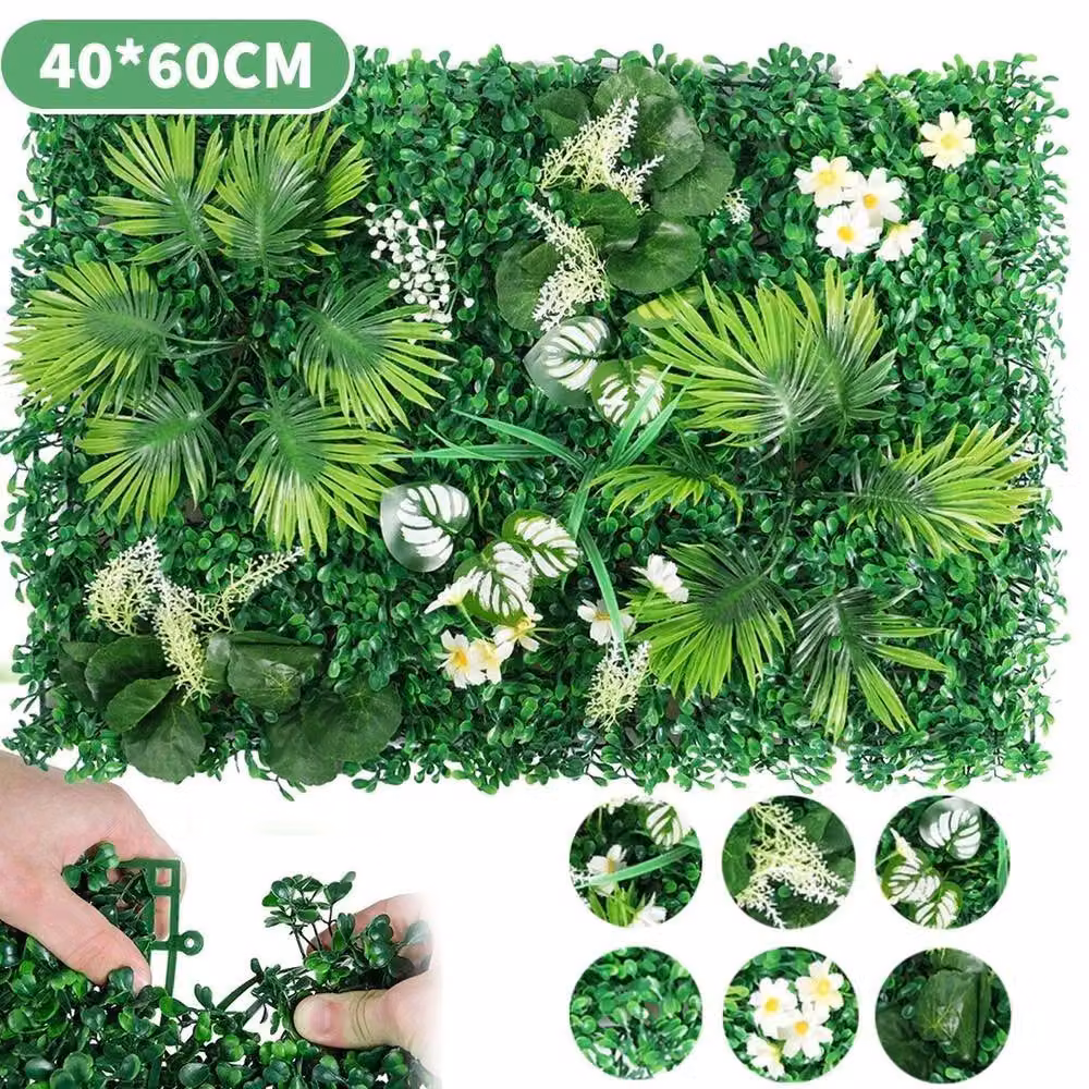 SPETLEK 8 Pack Artificial Greenery Plant Wall Hedge Grass in Green – 5