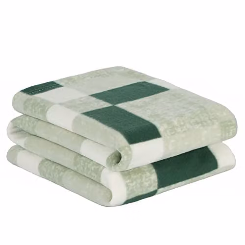 OHS Checked Fleece Throw Blanket in Grey or Green, W/D/H: 120 x 150 cm – 1