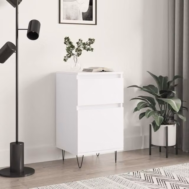 Berkfield Home Classic White Sideboard in Matt MDF and Metal, W/D/H: 40 x 35 x 70 cm – 1