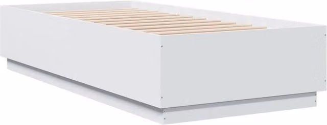 Berkfield Home Durable Bed Frame with Under-Bed LED Lighting in White, W/D/H: 90 x 200 x 40 cm