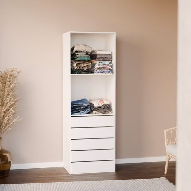 sweeek Modular Open Wardrobe Drawer and Shelf Unit in White