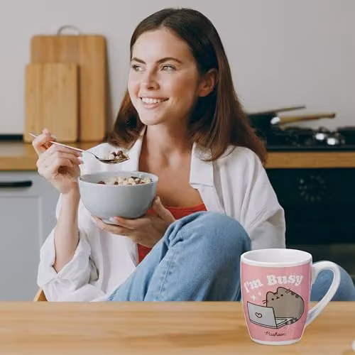 Get Trend Pusheen Pink Ceramic Mug and Calf Socks Set, 315ml – 3