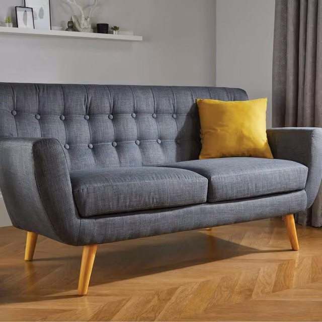 Birlea Loft 3 Seater Grey Fabric Sofa in Modern Retro Style