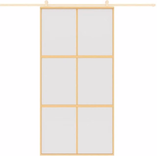 Berkfield Home Modern Sliding Door in Gold with Frosted ESG Glass and Aluminium, W: 102.5 cm, H: 205 cm