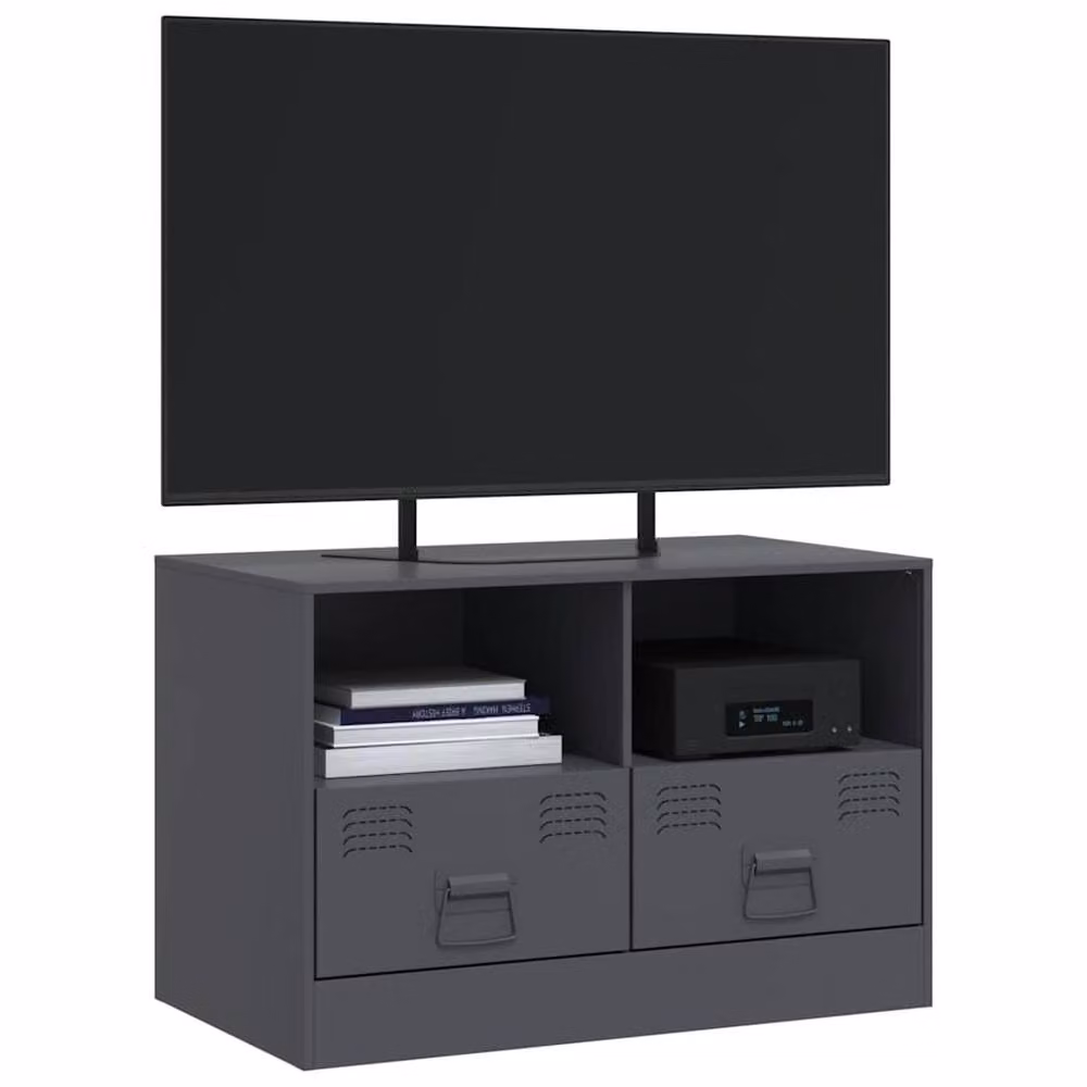 Berkfield Home Anthracite Metal TV Cabinet in Dark Grey, W/D/H: 67 x 39 x 44 cm – 4