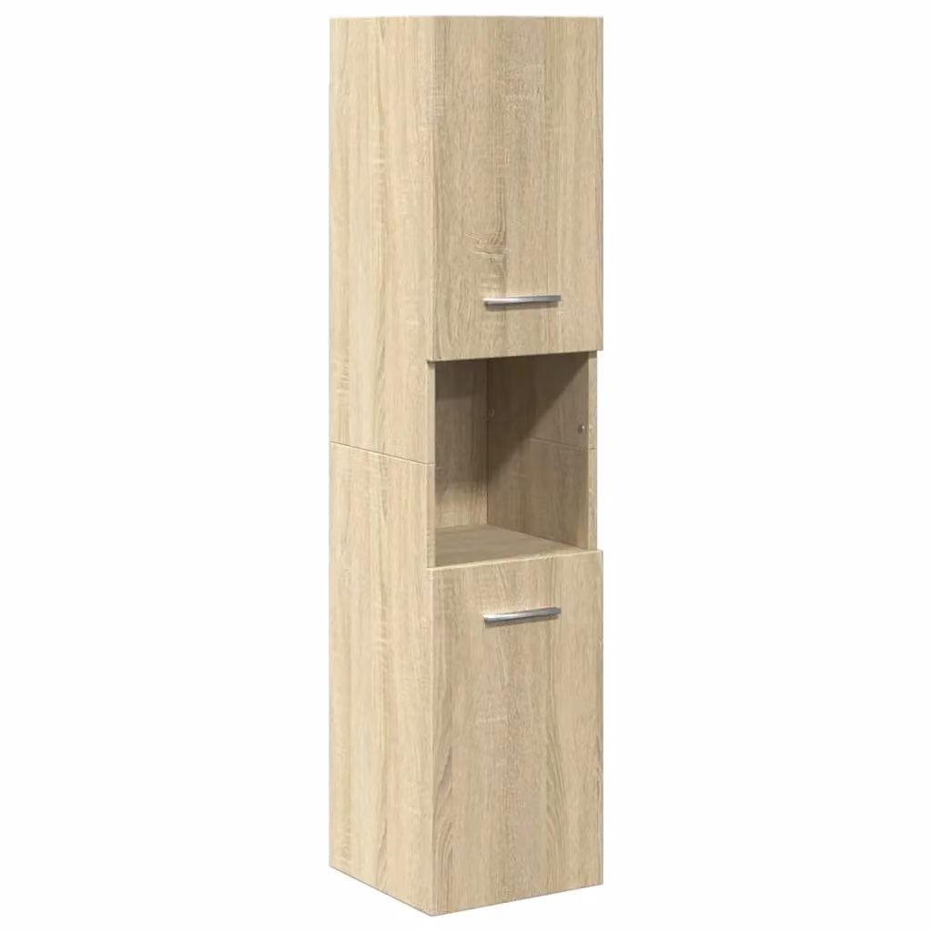 Berkfield Home Sonoma Oak Wall Mounted Bathroom Cabinet in Silver, W/D/H: 30 x 30 x 130 cm – 2