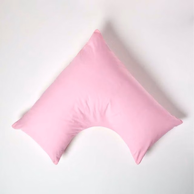 Homescapes Pink Egyptian Cotton V-Shape Pillowcase, 200 Thread Count Percale