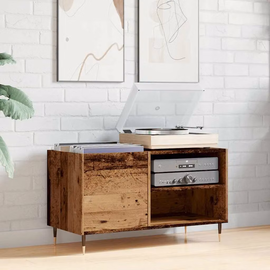 Berkfield Home Record Cabinet in Old Wood Brown, W/D/H: 84.5 x 38 x 48 cm – 3