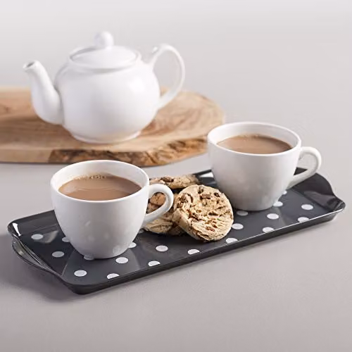Zeal Melamine Dotted Rectangular Serving Tray with Handles, Grey, W: 38 cm, D: 17 cm – 2